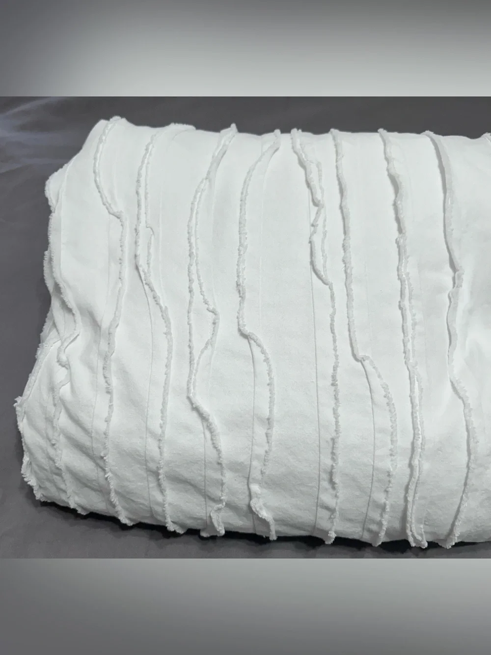 RARE Pottery Barn Camille Queen Duvet White Voile 100% Cotton Button Closure
